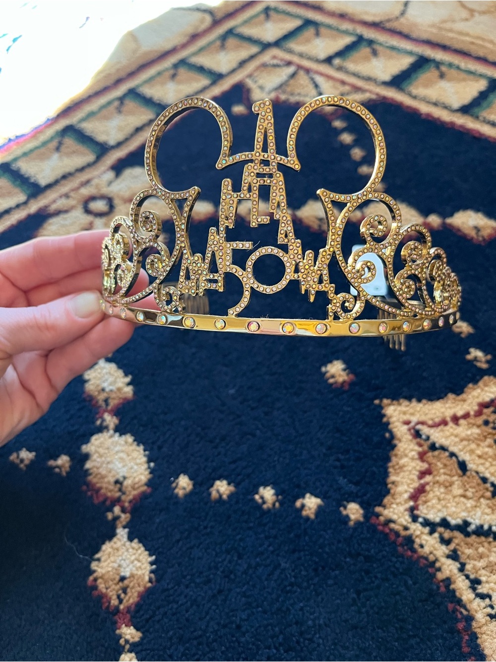 NWOT Limited Edition Disney World 50th Anniversary Gold Plated Crystal Tiara